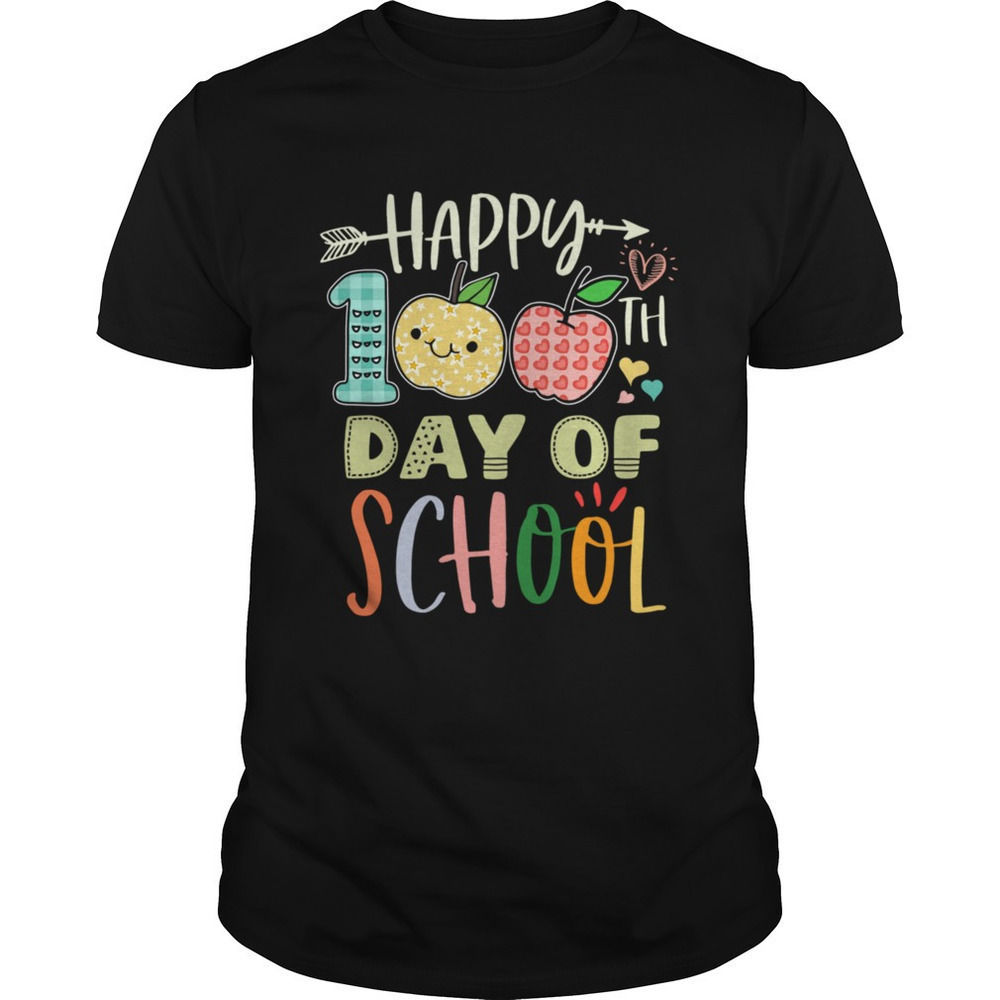 Happy 100th Day Of School Apple Graphic T-Shirt